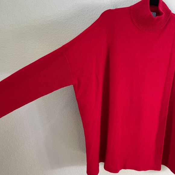 Pure Collection Womens 6 Red 100% Cashmere Turtleneck Sweater Long Sleeve Boxy - Picture 10 of 12